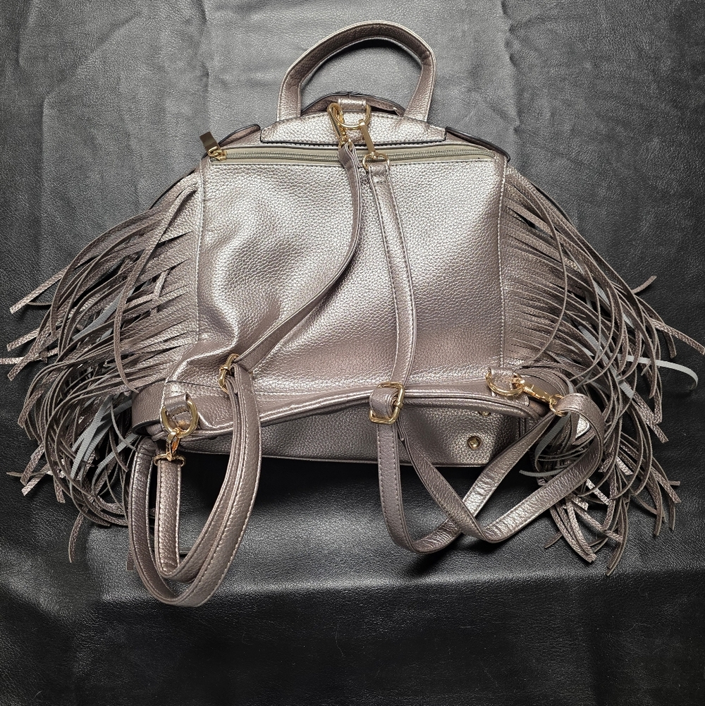 Metallic Fringe Moto Jacket Mini Backpack - Picture 5 of 9